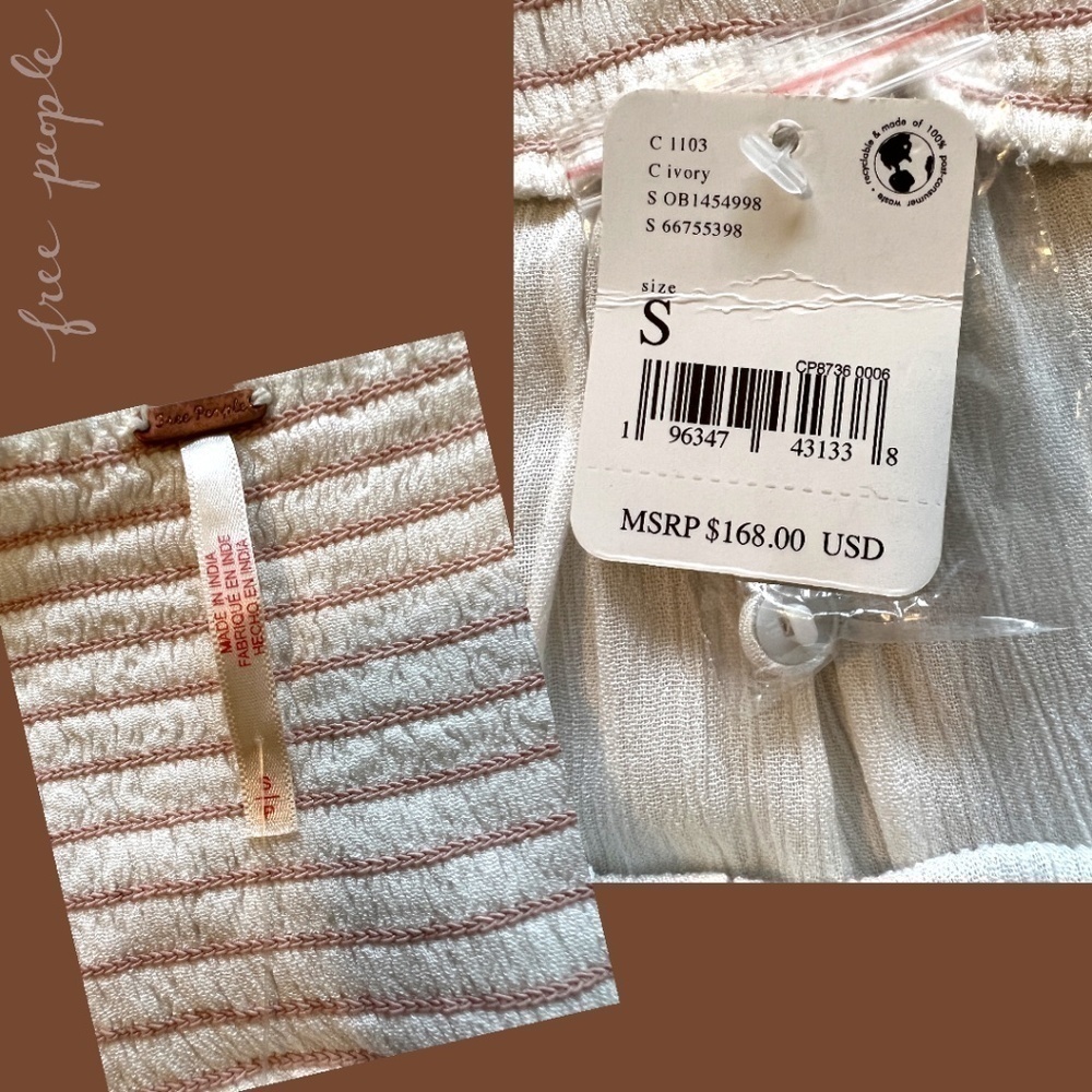 FREE PEOPLE Wedgewood Embroidered Scoop Neck 3/4 Puff Sleeve Maxi Dress/SM NWT - Picture 15 of 16